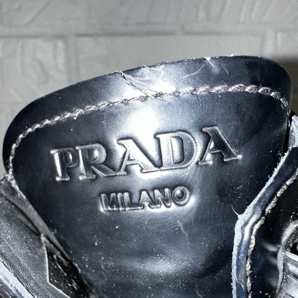 Prada Monolith Leather and Re- Nylon Combat Boots Size 37 - Picture 13 of 16